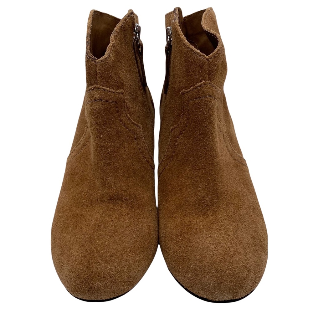 Schutz Abiha Tan Suede Leather Zip Block Heel Western Boot Bootie Size 6 - Picture 7 of 11